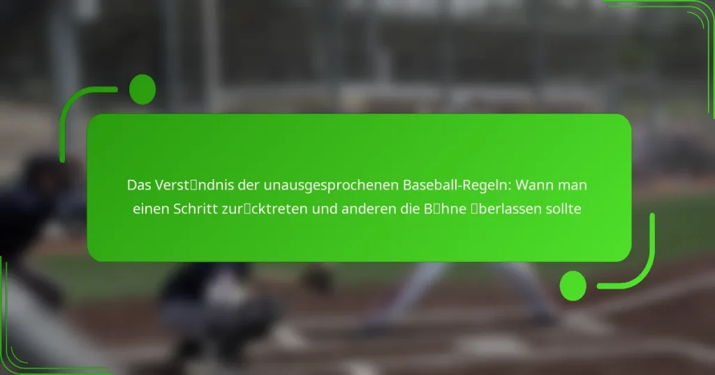 Das Verständnis der unausgesprochenen Baseball-Regeln: Wann man einen Schritt zurücktreten und anderen die Bühne überlassen sollte