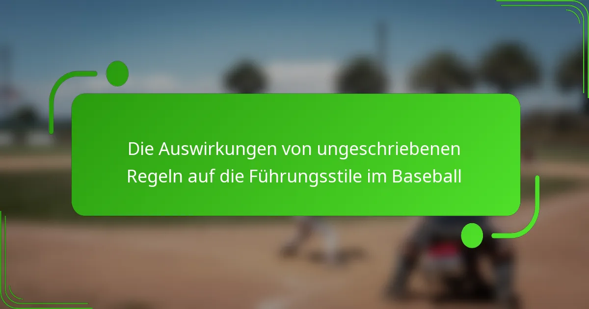 Die Auswirkungen von ungeschriebenen Regeln auf die Führungsstile im Baseball