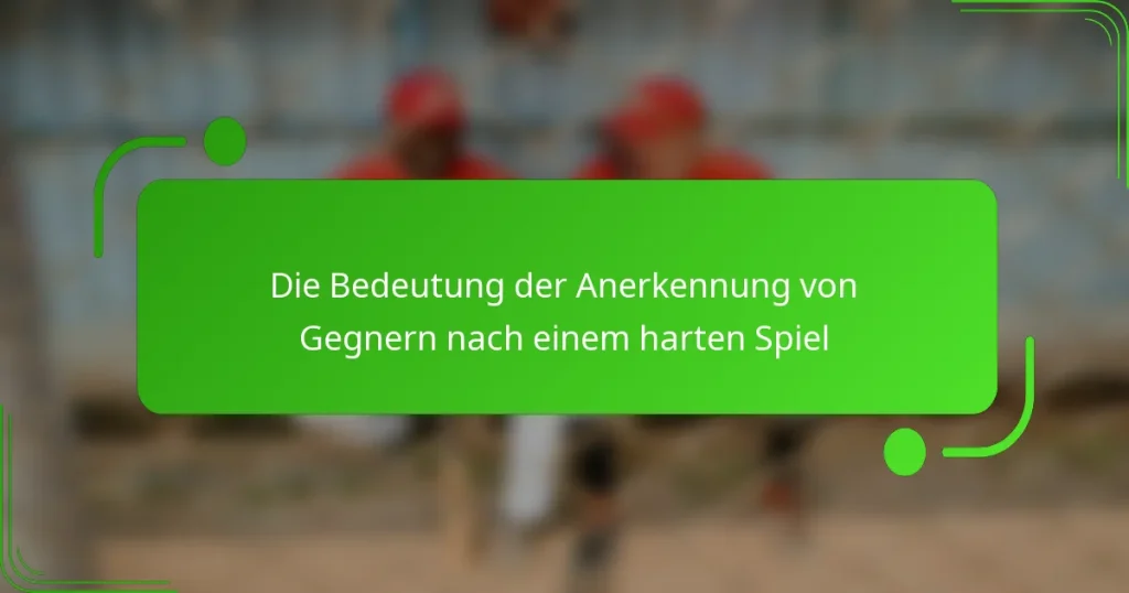 Die Bedeutung der Anerkennung von Gegnern nach einem harten Spiel