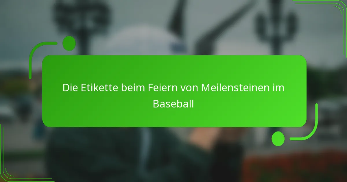 Die Etikette beim Feiern von Meilensteinen im Baseball