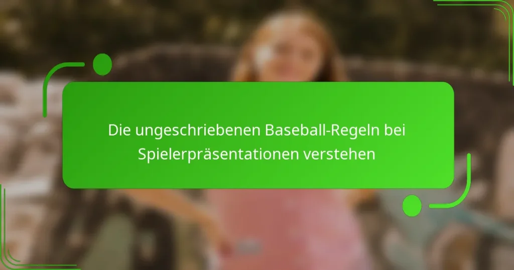 Die ungeschriebenen Baseball-Regeln bei Spielerpräsentationen verstehen