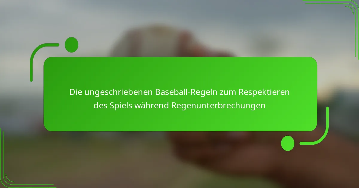Die ungeschriebenen Baseball-Regeln zum Respektieren des Spiels während Regenunterbrechungen
