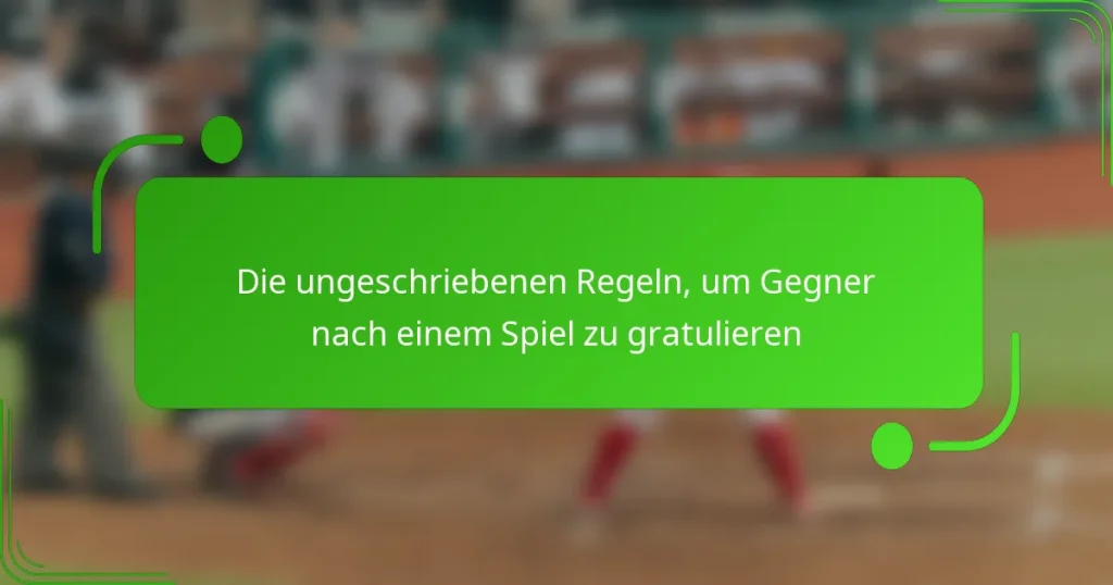 Die ungeschriebenen Regeln, um Gegner nach einem Spiel zu gratulieren