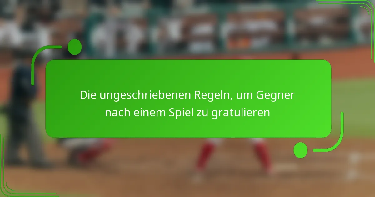 Die ungeschriebenen Regeln, um Gegner nach einem Spiel zu gratulieren