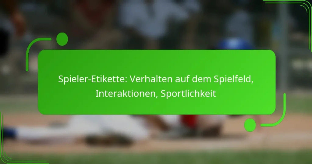 Spieler-Etikette: Verhalten auf dem Spielfeld, Interaktionen, Sportlichkeit