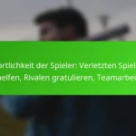 Sportlichkeit der Spieler: Verletzten Spielern helfen, Rivalen gratulieren, Teamarbeit