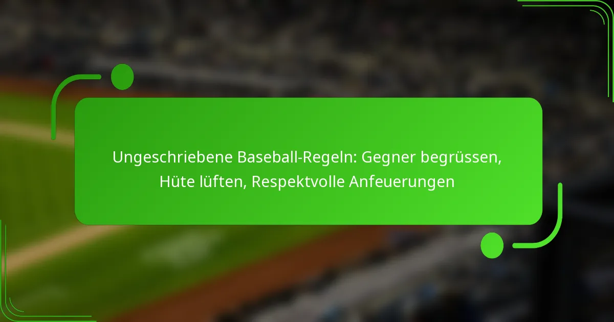 Ungeschriebene Baseball-Regeln: Gegner begrüssen, Hüte lüften, Respektvolle Anfeuerungen