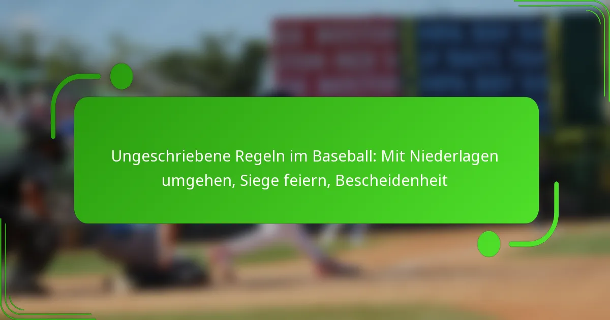 Ungeschriebene Regeln im Baseball: Mit Niederlagen umgehen, Siege feiern, Bescheidenheit