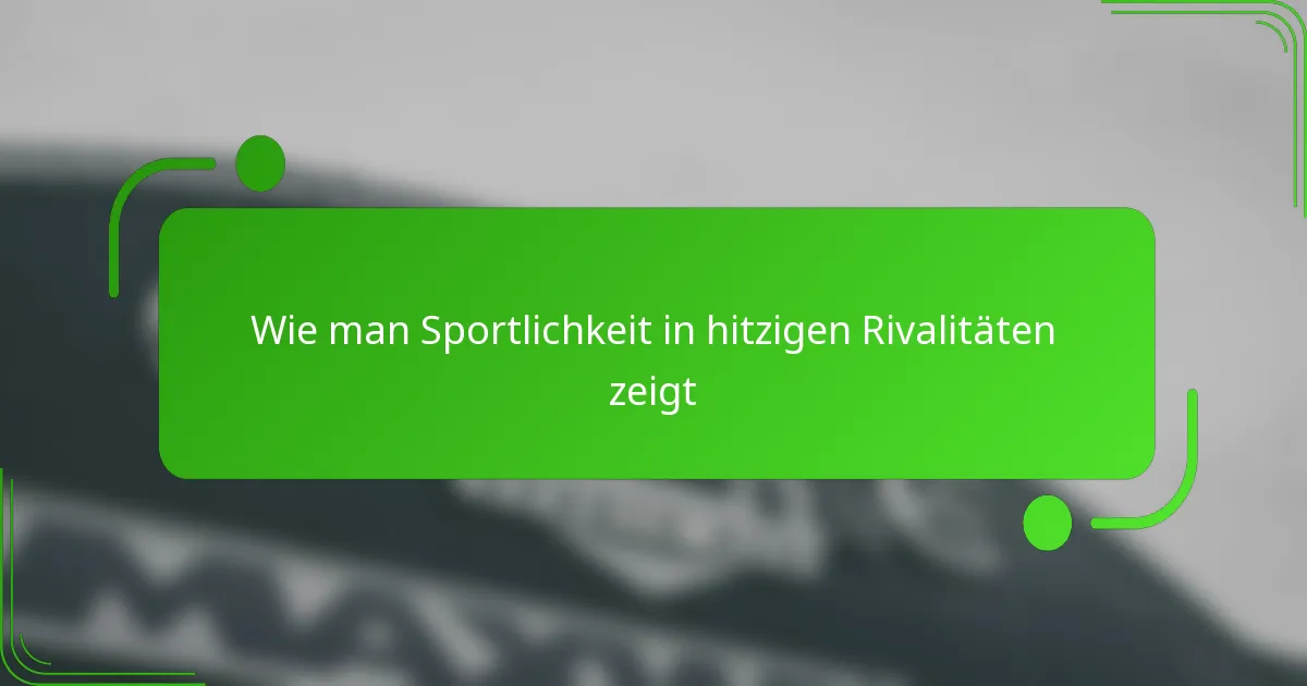 Wie man Sportlichkeit in hitzigen Rivalitäten zeigt