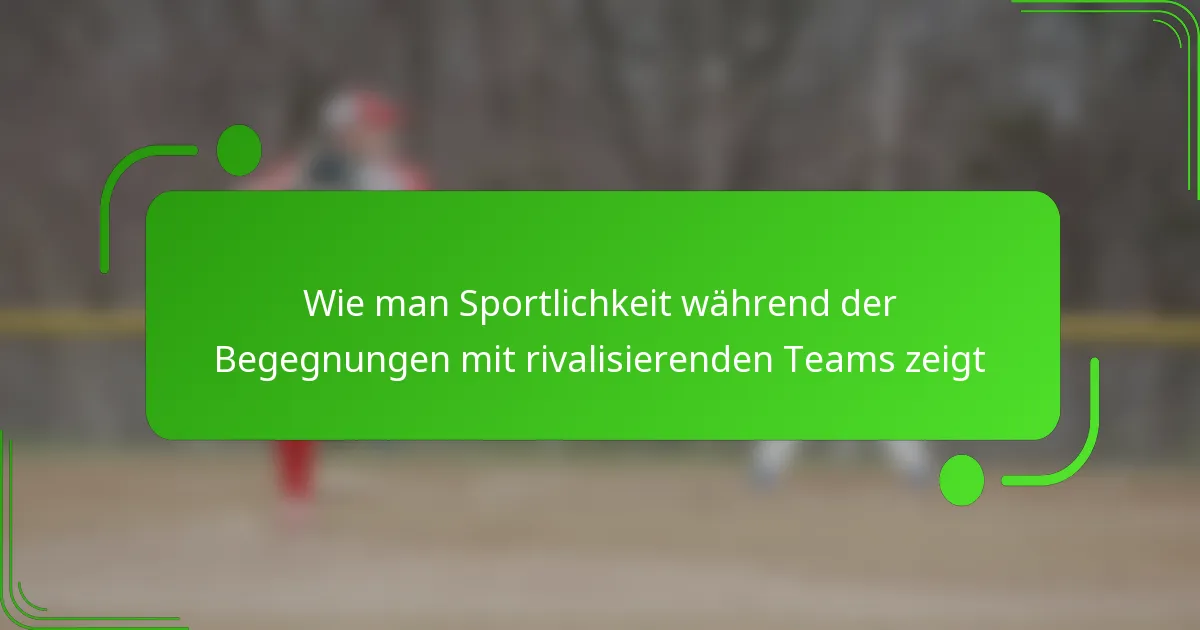 Wie man Sportlichkeit während der Begegnungen mit rivalisierenden Teams zeigt