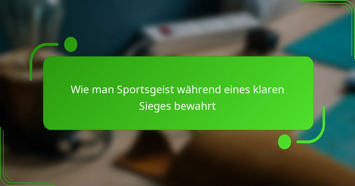 Wie man Sportsgeist während eines klaren Sieges bewahrt