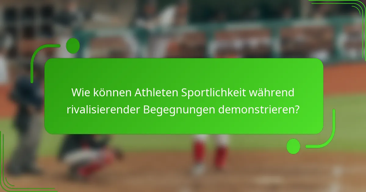 Wie können Athleten Sportlichkeit während rivalisierender Begegnungen demonstrieren?